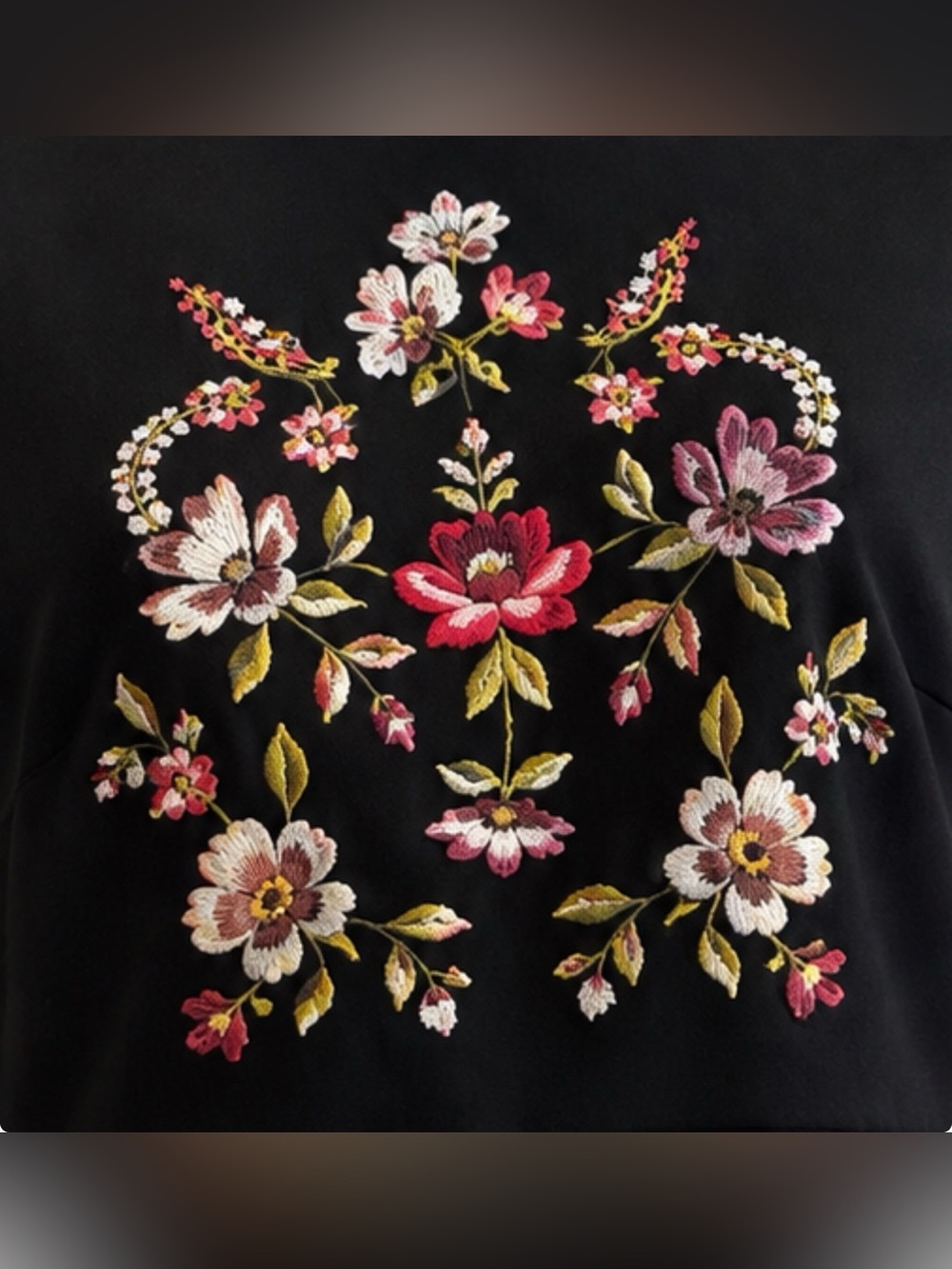 LOFT Black Long Sleeve Sheath Dress with Floral Embroidery - Picture 3 of 9